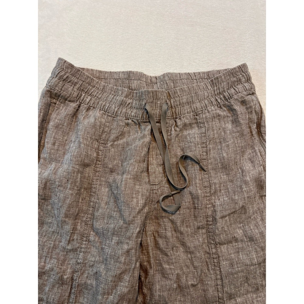 Athleta Women's Cabo Linen Joggers Tan Brown Medium Petite Ankle - Picture 2 of 7
